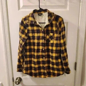 Korus Apparel Sherpa Lined Yellow Plaid Long Sleeve Button Up Shirt Size S #28